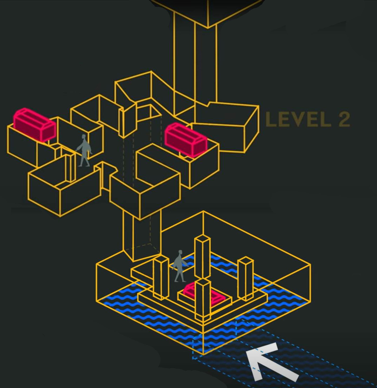 Trois niveaux du puits d'Osiris.