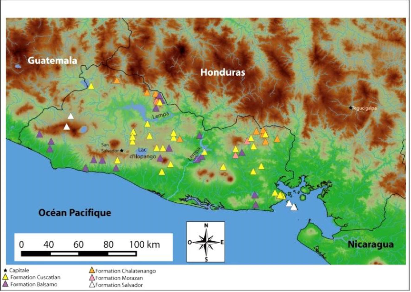 Cartographie des sites rupestres du Salvador.