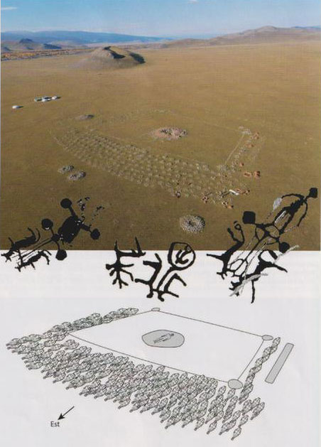 Sépultures communautaires (ou khirgisuur) en Mongolie, il y a 2 200 ans av. J.C.