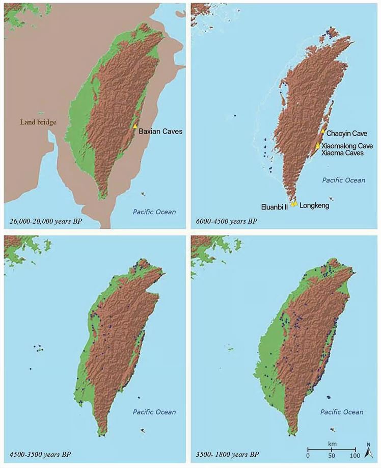 Sites archéologiques sur l'île de Taïwan, depuis 26 000 ans.