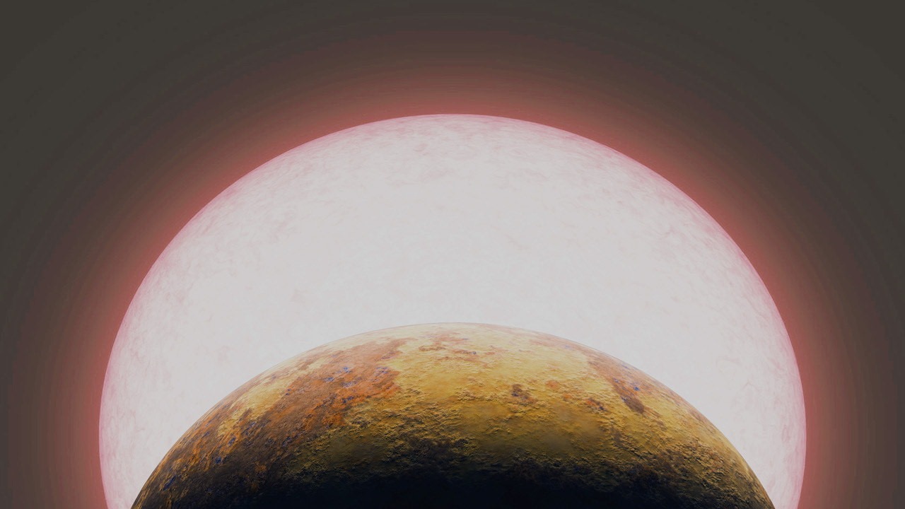 Super-Terre ou exoplanète rocheuse TOI-1075 b.