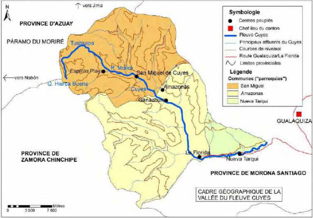 Vallée du fleuve Cuyes (canton Gualaquiza, province amazonienne de Morona Santiago, Equateur).