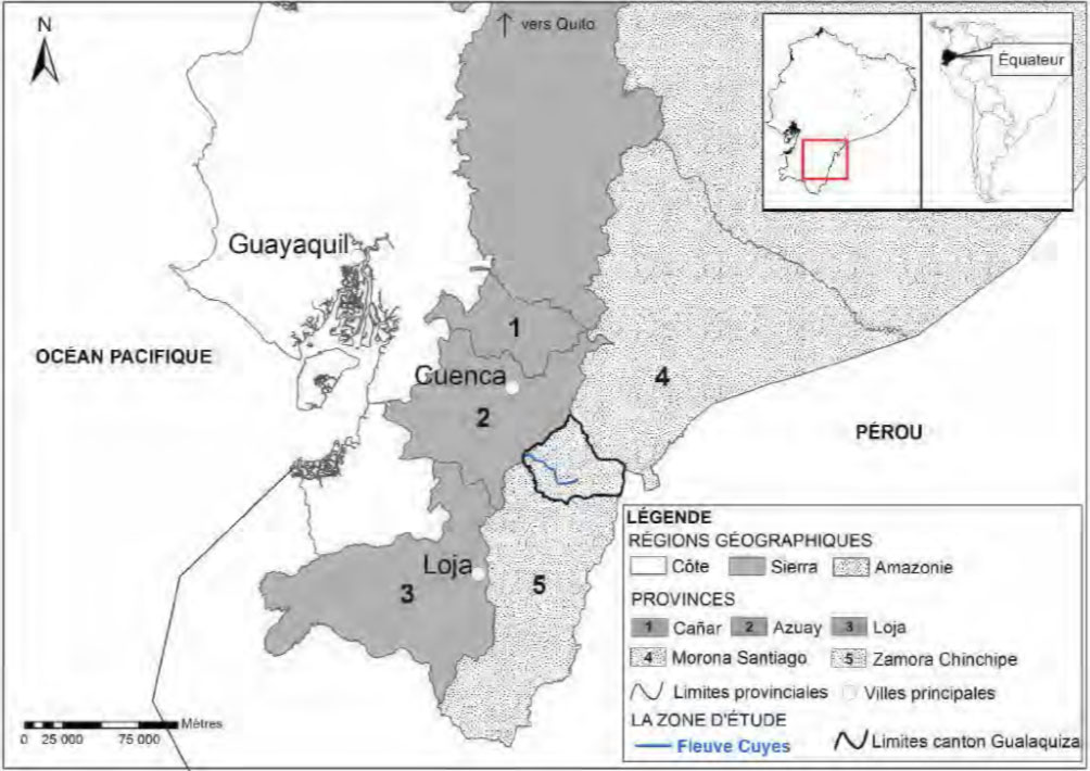 Vallée du fleuve Cuyes (canton Gualaquiza, province amazonienne de Morona Santiago, Equateur).