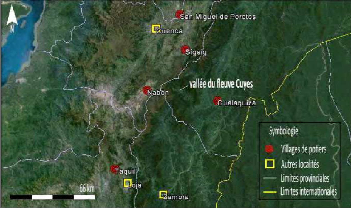 Cartographie de la vallée du fleuve Cuyes en Equateur.