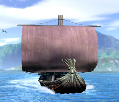 Drakkar, bateau viking en mer