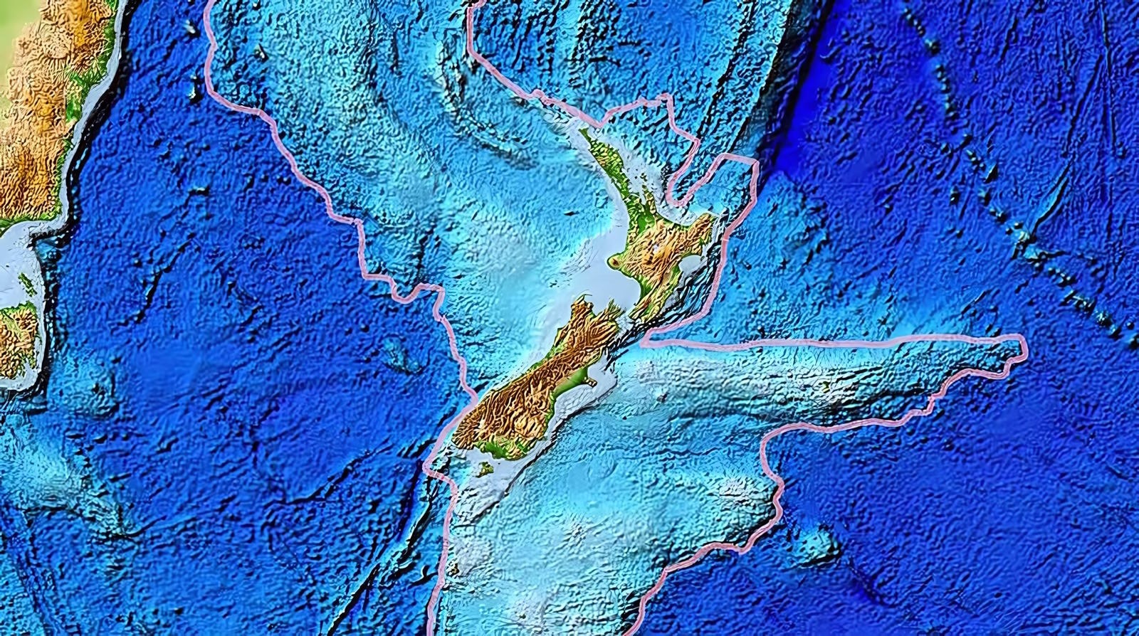 Topographie de l'ancien continent perdu Zealandia